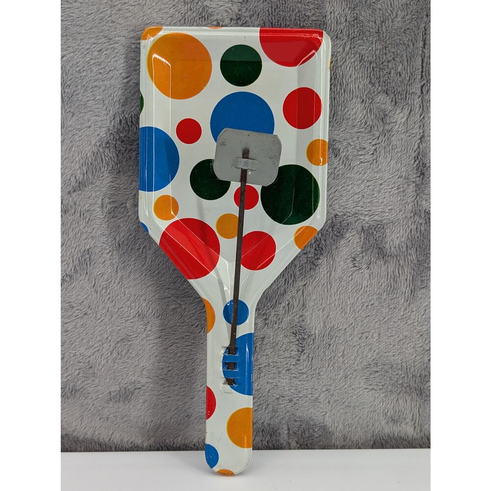 Vintage Polka Dot Noise Maker Party Clapper Metal Tin 7"